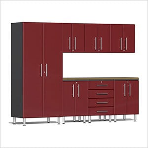 8-Piece Garage Cabinet Kit with Bamboo Worktop