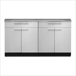 Stainless Steel 3-Piece Outdoor Kitchen Set with Countertops and Covers
