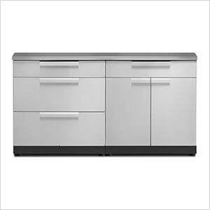 Stainless Steel 3-Piece Outdoor Kitchen Set with Countertops and Covers