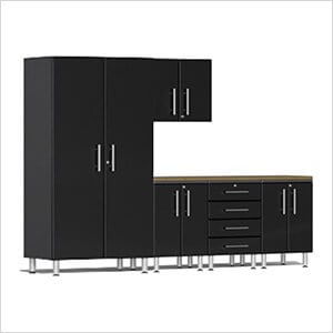 6-Piece Garage Cabinet Kit with Bamboo Worktop