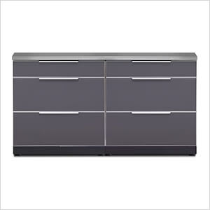 Aluminum Slate 3-Piece Outdoor Kitchen Set with Countertops and Covers
