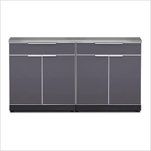 Aluminum Slate 3-Piece Outdoor Kitchen Set with Countertops and Covers