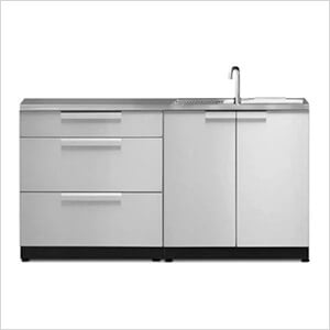 Stainless Steel 3-Piece Outdoor Kitchen Set with Countertops and Covers