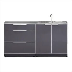 Aluminum Slate 3-Piece Outdoor Kitchen Set with Countertops