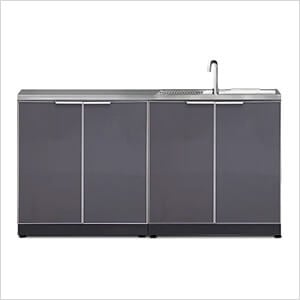Aluminum Slate 3-Piece Outdoor Kitchen Set with Countertops and Covers