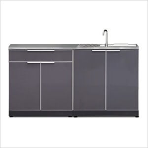 Aluminum Slate 3-Piece Outdoor Kitchen Set with Countertops and Covers