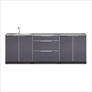 Aluminum Slate 4-Piece Outdoor Kitchen Set with Countertops and Covers