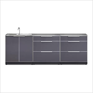 Aluminum Slate 4-Piece Outdoor Kitchen Set with Countertops and Covers