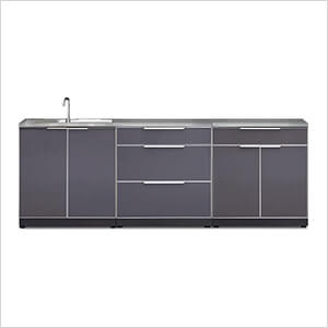 Aluminum Slate 4-Piece Outdoor Kitchen Set with Countertops and Covers