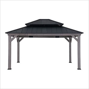 13 x 15 Wooden Hardtop Gazebo with 2-Tier Metal Roof