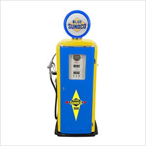 Blue Sunoco Tokheim 39 Style Gas Pump Replica with Hidden Mini Fridge