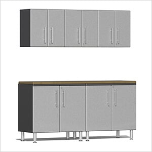 6-Piece Garage Cabinet Kit with Bamboo Worktop