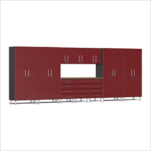 11-Piece Garage Cabinet Kit with Bamboo Worktop