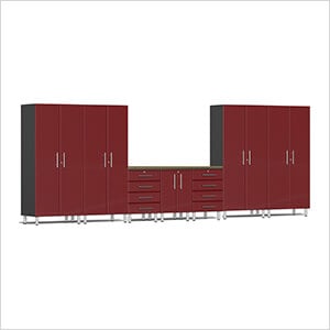 8-Piece Garage Cabinet Kit with Bamboo Worktop