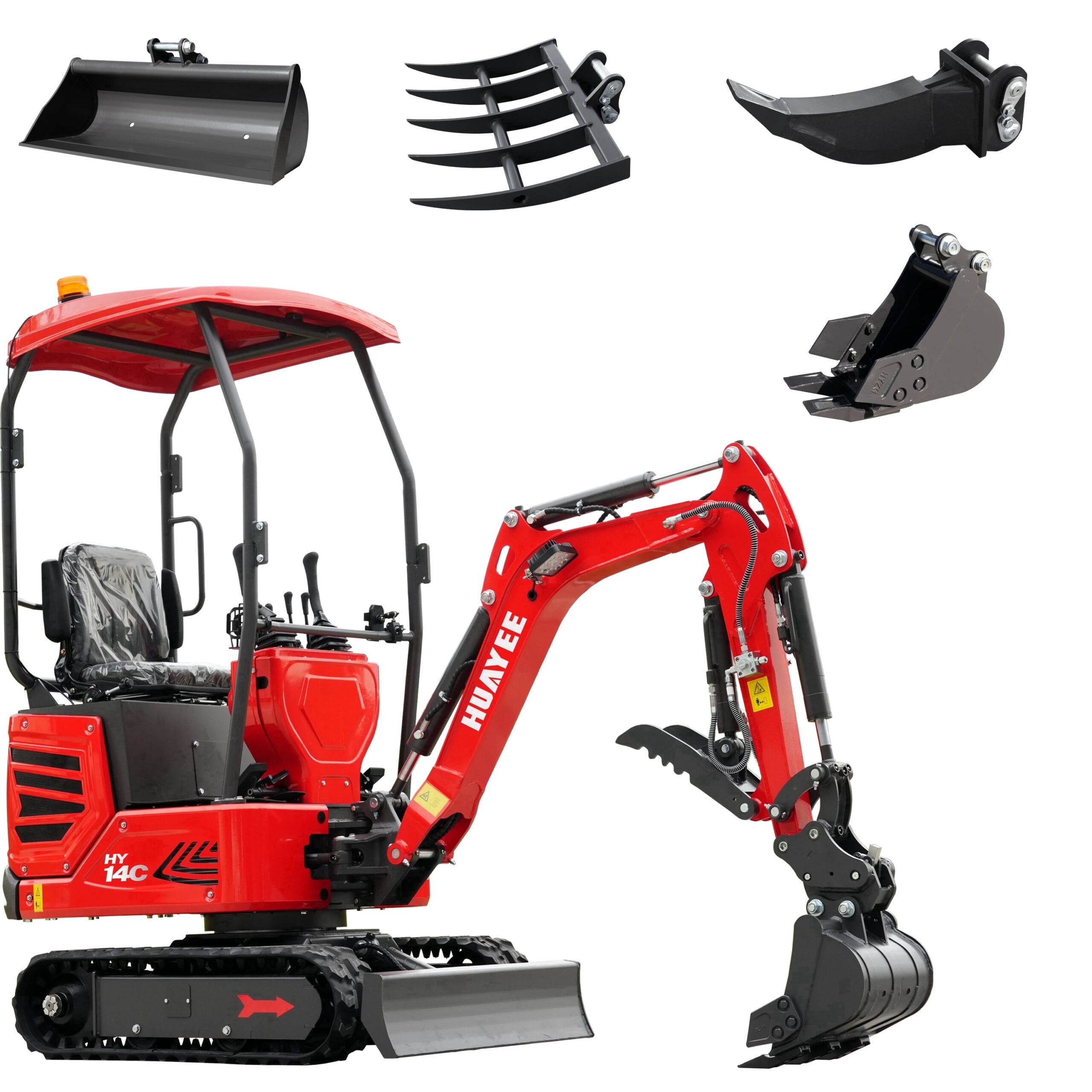 HUAYEE Mini Excavator HY-14C 1.4T 13.5HP Gas Engine With 4 Attachments - Greg Smith Equipment Sales