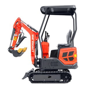 INFRONT 1.4 Ton Crawler Mini Excavator, Briggs & Stratton Engine, Side Swing & Hydraulic Thumb Clamp, for Farm, Yard & Construction