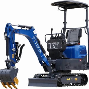 TYPHON Storm Mini Excavator - 1.1 Ton Trench Digger with Boom Swing, Bucket